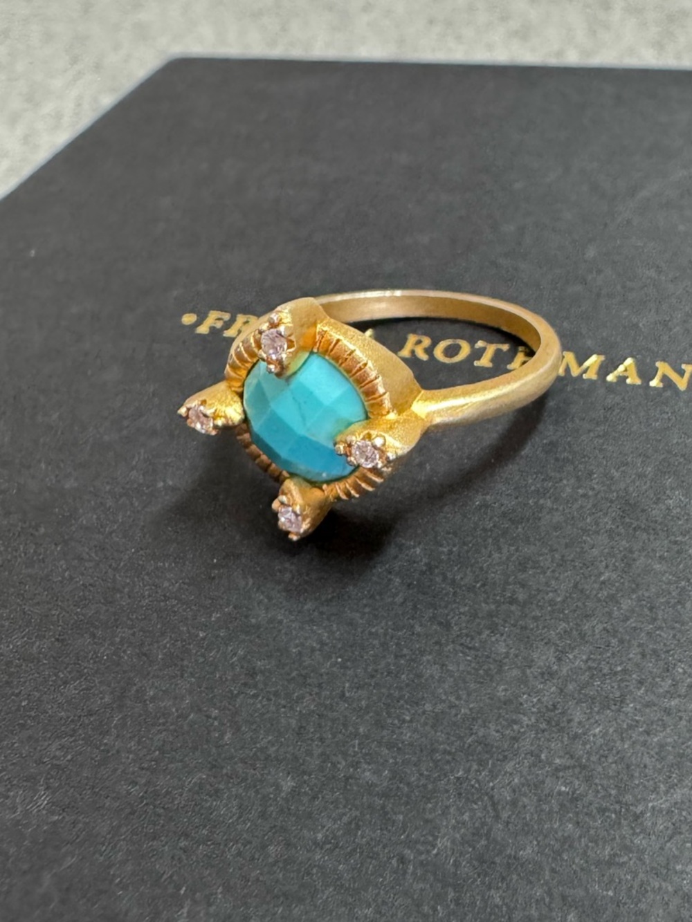 Turquoise Crystal Accent Gold Ring